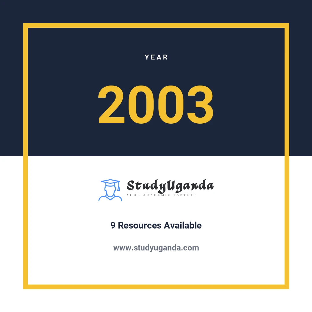 Year 2003 Category Card