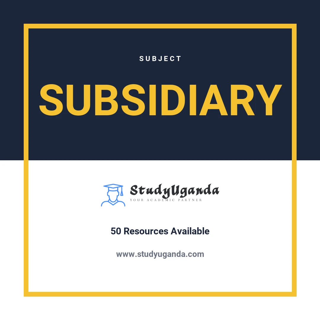 Subject Subsidiary Mathematics Category Card